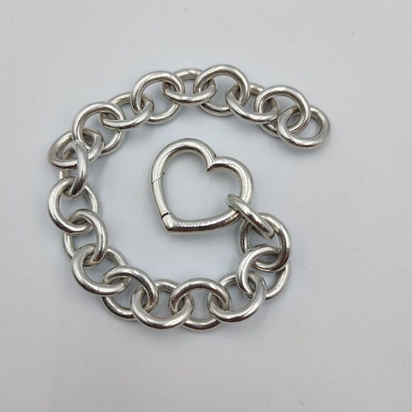 Tiffany & Co. Sterling Silver 925 Heart Clasp Bracelet 7.5" - Picture 5 of 14